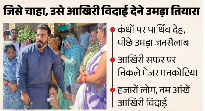 पंचतत्व में विलीन हुए पूर्व मंत्री मेजर विजय सिंह मनकोटिया, बैंड-बाजे के साथ निकली शवयात्रा, नम आंखों से दी अंतिम विदाई